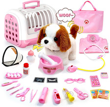 Doctor Kit for Toddlers 3-5 with Interactive Plush Dog, Kids Vet Playset with Me