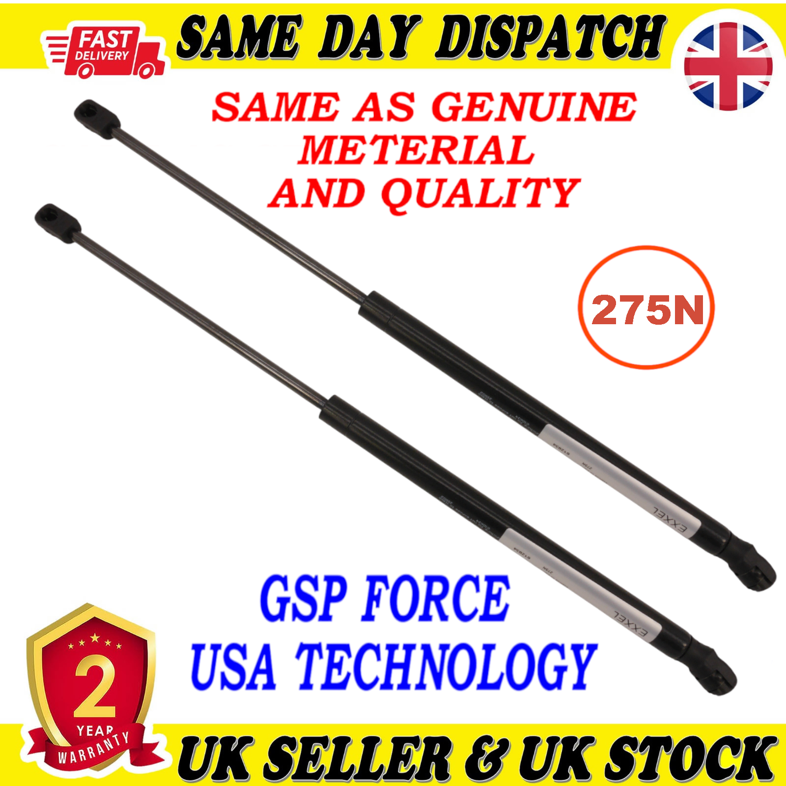 2X TAILGATE BOOT GAS STRUTS 275 Newton FOR NISSAN MICRA IV 904503HNOA