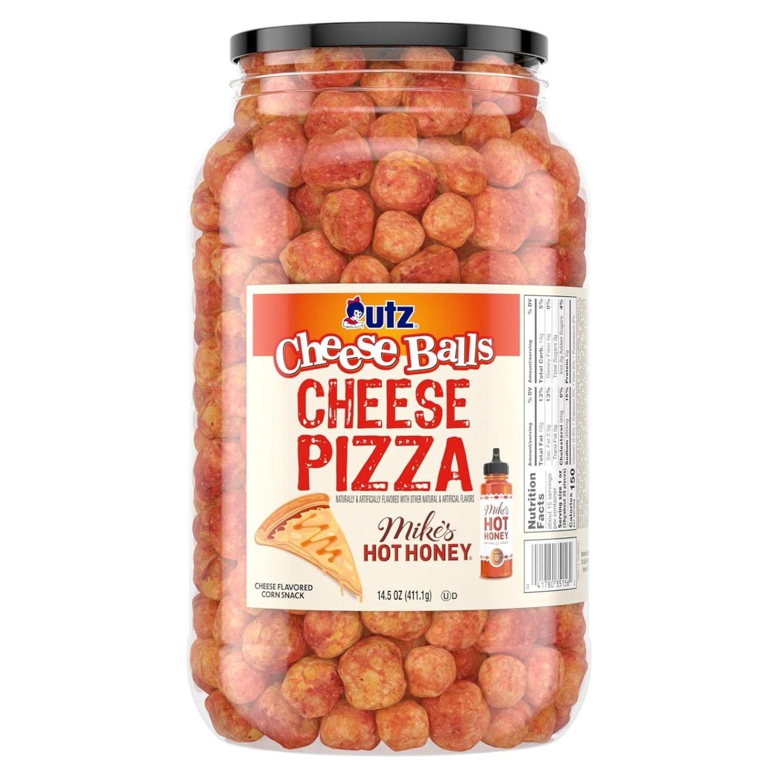 Utz Cheese Pizza Mike’s Hot Honey Cheese Balls 14.5 oz Barrel