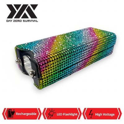 Rainbow Rhinestone Rechargeable Self Defense Mini Bling Jewel Stun Gun