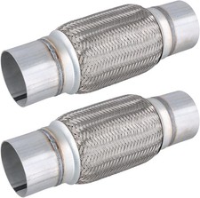 2 Pack 3 x 8 Inch Stainless Steel Heavy Duty Exhaust Flex Pipe, Double Braid