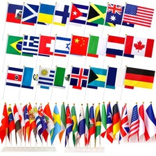 200 Countries International Stick Flags of the World Small Mini Hand Held Fla...