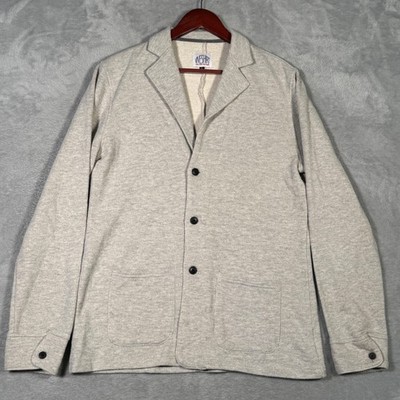Viveshirt Knit Blazer Jacket Mens L (Fits S) Gray Casual 3 Button Patch Pockets