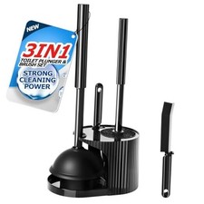 3 in 1 Toilet Brush and Plunger Set,Toilet Bowl Brush Plunger 1Pack Black