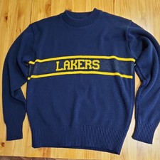 Lakers Sweater Medium Blue and Gold Iconic Vintage