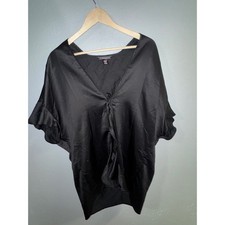 Victoria's Secret Black Satin Kimono Robe Butterfly Sleeve Tie Front One Size