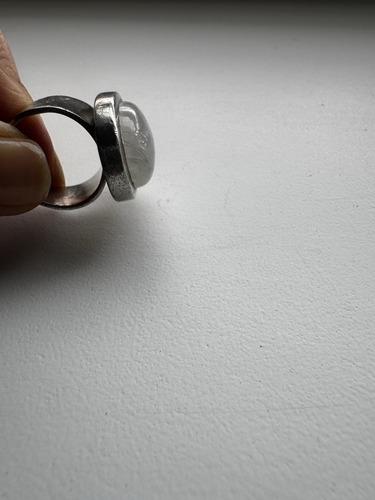 Solid Silver Large Moonstone Vintage Ring, 925 - image 5