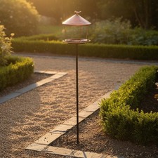 Stake Bird Feeder Sheltering Roof Garden Decor Vintage Design for Gardeners