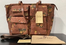 Patricia Nash Sorlana English Garden Travel Tote Coated Canvas Leather 19x13x7