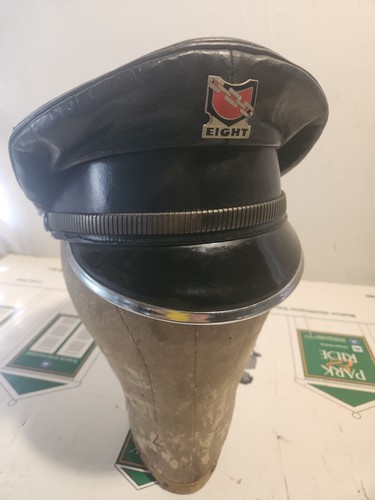 Authentic 1950's Muir Style Leather Motorcycle Cap Harley Indian Early Biker Cap