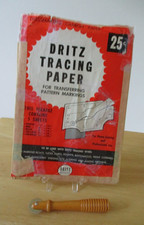 Ancien papier calculateur Dritz 25₵ & manche bois ruche -- Années 60