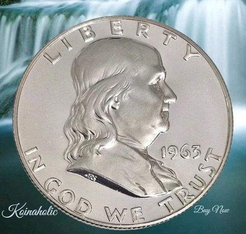 1963 Silver Gem Proof Franklin Half Dollar 50c Fresh From A Proof Set