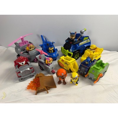 Paw Patrol Toy Vehicle and Figure Lot 4 Chase Marshall Skye Rubble Zuma 12pc Set