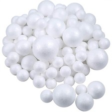 100 White Foam Balls 5 Sizes, Polystyrene Craft Ball for DIY Art, School Pro...