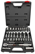 34-tlg. Profi Zoll-Werkzeugsatz im Koffer – inkl. Hahnenfußschlüssel und Ratsche