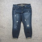 Torrid Jeans Women's 22S Short Blue Dark Wash Sky High Skinny Distressed Raw Hem