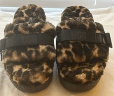 UGG FLUFFITA PANTHER SIZE 7 LEOPARD PRINT FLATFORM SLIDES EXCELLENT CONDITION