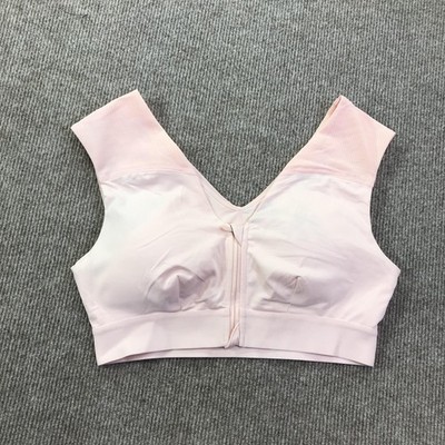 Tommie Copper Sports Bra Womens Medium Pink Front Zip Shoulder Support Mesh