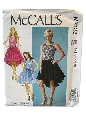 McCALL'S M7123 Misses' Dress Sewing Pattern Size 4-12 High Low Hem