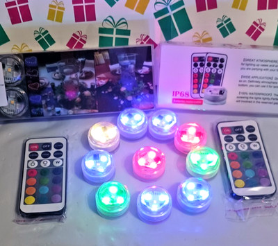 IP68 Waterproof LED Submersible color + white Lights with Remote Control 10 pc