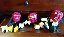 Vtg California Raisins 1988 Applause Bendable Plush Figures Hardee  s 3 Figures