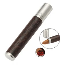 Silver Wood Humidor Single Cigar Tube Case Stainless Steel Holder Pocket Travel