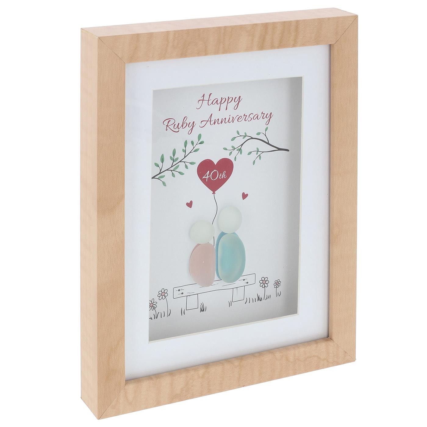 Shudehill Giftware Pebble Glass Portrait Plaque - Ruby Anniversary