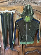 Aviator Nation XS Green Velour Tracksuit Set Hooded Jacket Pants, Women's