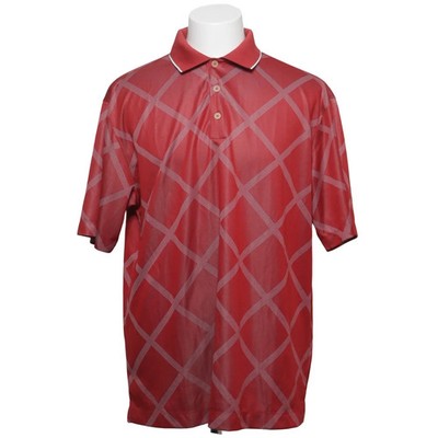 Nike Golf, Poloshirt, Größe: L, Rot/Weiß, Polyester, Karo, Herren #Yzw