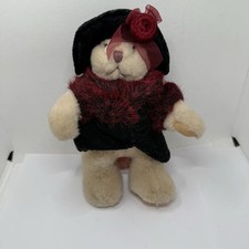 Vintage Russ Berrie Oksana Plush Bear In Coat Hat Rose 7.5  Retired