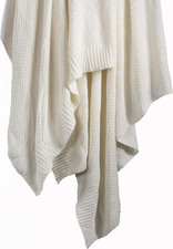 Cotton Cable Knit Blanket, 50X60 Inch, Vintage White Solid Color, Modern Farmhou