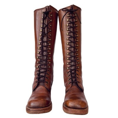 FRYE Vintage Campus Lace Up Black Label Tall Knee High Boots  display picture 1