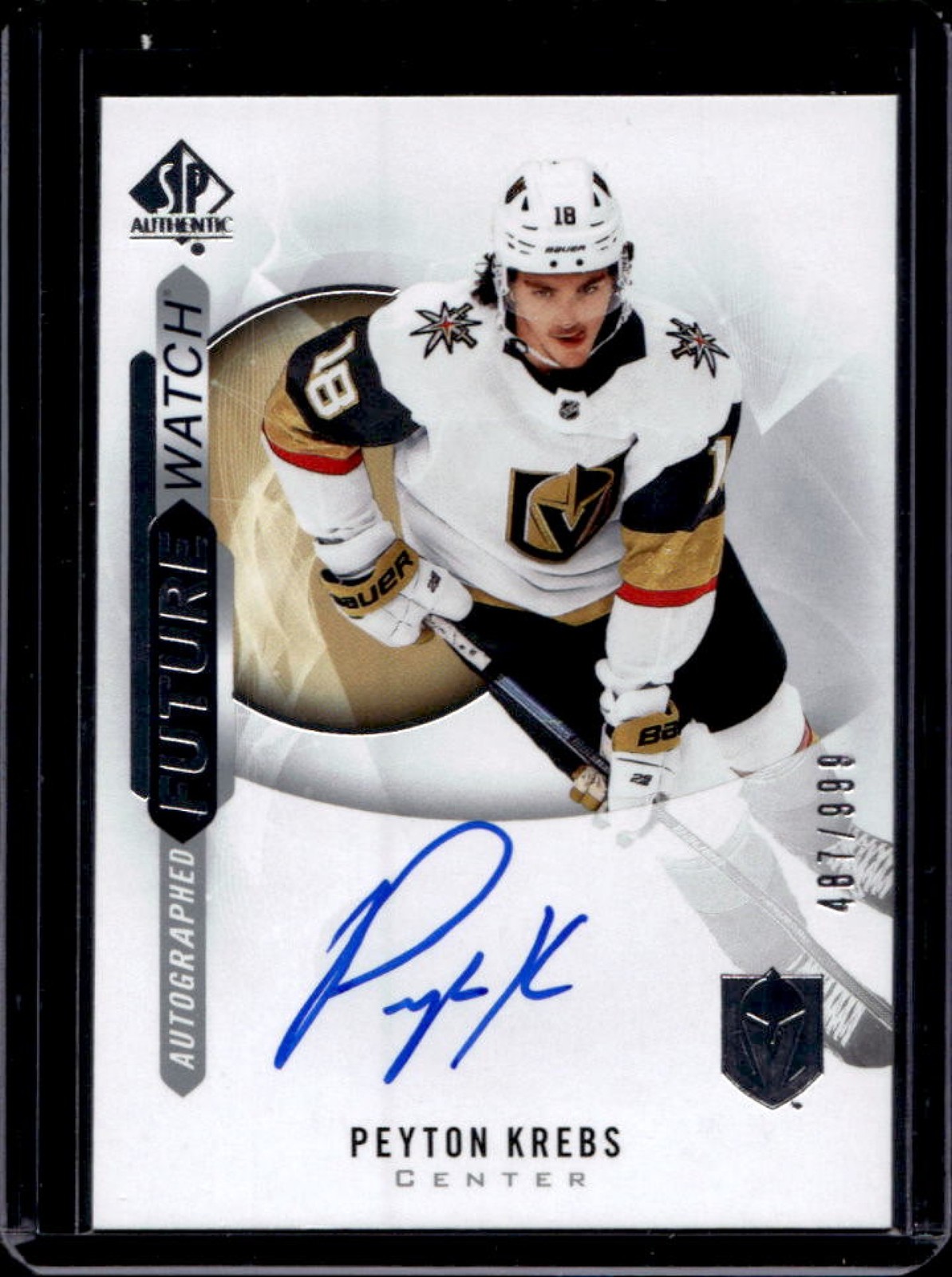 2020-21 SP Authentic Peyton Krebs RC Auto Future Watch #487/999 Golden Knights