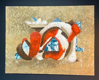 RARE VINTAGE #4 SURREAL ABSTRACT by ELSIE JECT-KEY titled ''STRUCTURE'' 1950-60