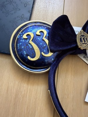 New 2026 Club 33 Mickey Minnie Ears Navy with Gold Detail and Gift