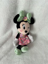 Disney Minnie Mouse Plush in Pink Patterned Dress with Mint Bow