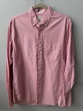 J Crew Shirt Mens M Red  Cream Secret Wash Slim Fit Stretch Button Down Casual
