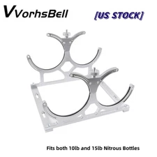 New 7" Nitrous Dual Bottle Bracket Holder Kit Billet for 10-15 Lb Bottles Silver