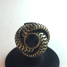 Steve Madden Gold Tone Zipper Style Ring Adjustable Size NEW Cocktail Jewelry x