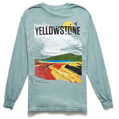 Pac Sun Yellowstone National Park Long Sleeve Men's Green T-Shirt - NWT