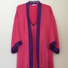 Vintage 80s Womens Lord Taylor Chemise Nightgown Robe Set Large Pink Purple