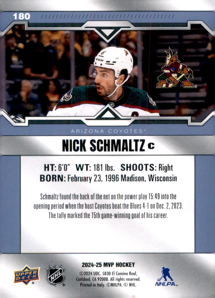 2024-25 Upper Deck MVP #180 Nick Schmaltz - Image 2 of 2