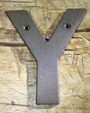 Cast Iron Industrial LETTER Y Sign Rustic Brown 5" tall Alphabet