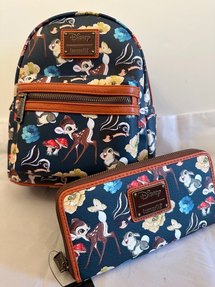 Loungefly Navy Floral Bambi Mini Backpack with Brown Trim m32916469057_1.jpg main image 4