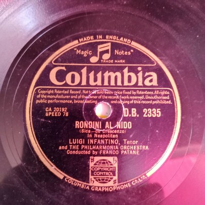 Luigi Infantino    Core 'ngrato / Rondini Al Nido - Columbia - 78rpm Shellac