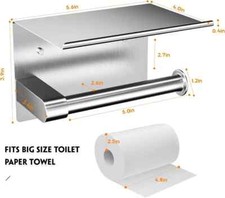 Toilet Paper Holder with Shelf Rustproof SUS304 Brushed Nickel Toile