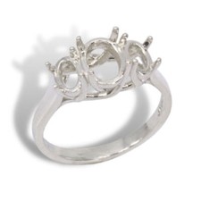 Oval Three Stone Trellis Pre-notched Ring Mounting
