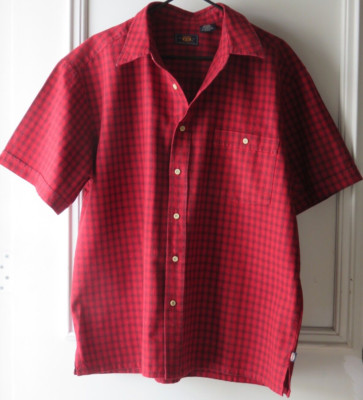 ROUTE 66 RED PLAID CHECK SHORT SLEEVE SHIRT L