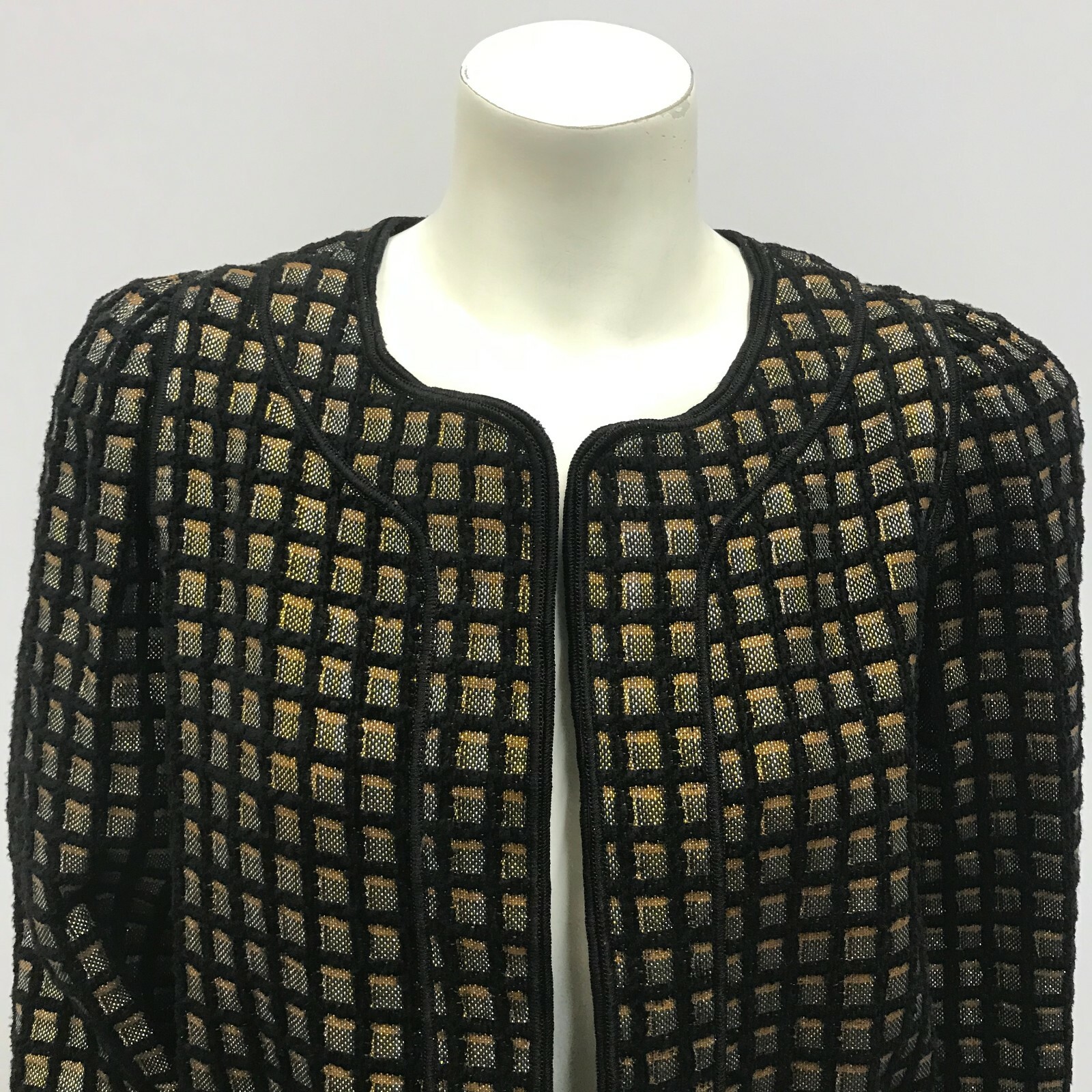 ALTRA Giacca invernale vintage Mrs. H Henri Bendel Artsy nera e argento metallizzato oro 8