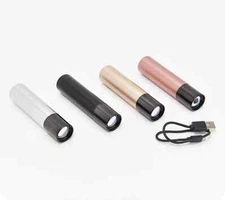 BrightEase Set of 4 Compact Flashlight and Power Bank Metallics